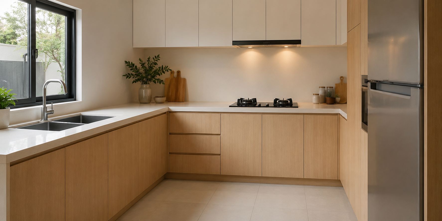 Desain Dapur Minimalis Bentuk L (L-Shaped Kitchen)