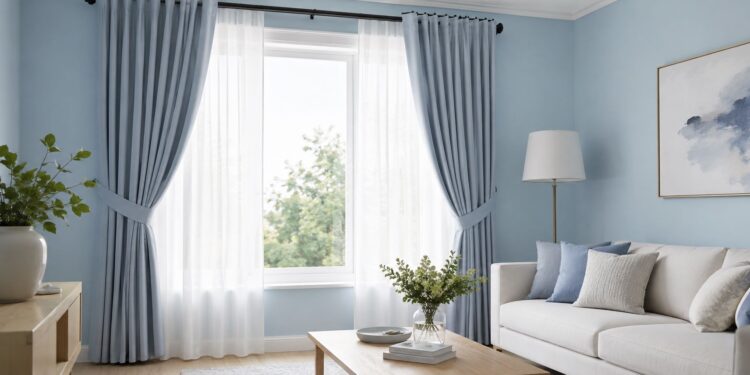gorden yang cocok untuk cat warna biru muda